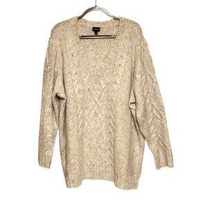 Torrid Cable Knit Tunic Sweater V-Neck Heather Gray Soft Womens Size 3/22-24